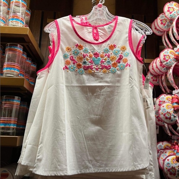 Disney Blouse Walt Disney World Disneyland Summer Stitched 1x NWT Mexico - Picture 1 of 5